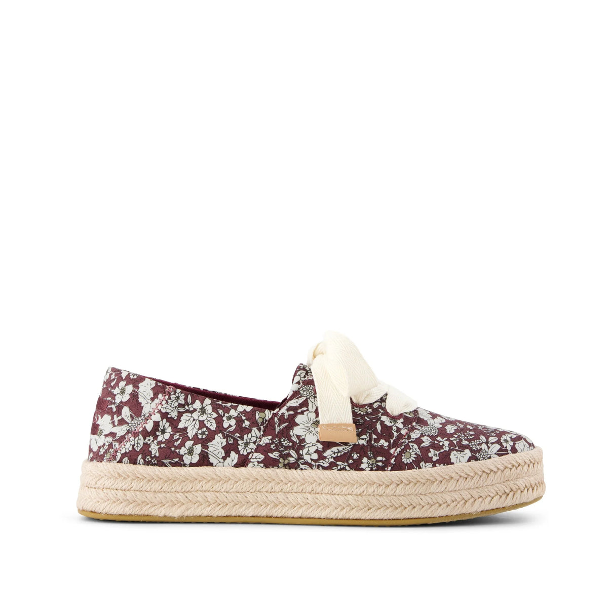 Womens Carolina Lace-Up Espadrille Burgundy Floral Print
