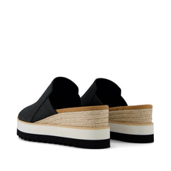 Diana Mule Wedge Sandal Black Leather